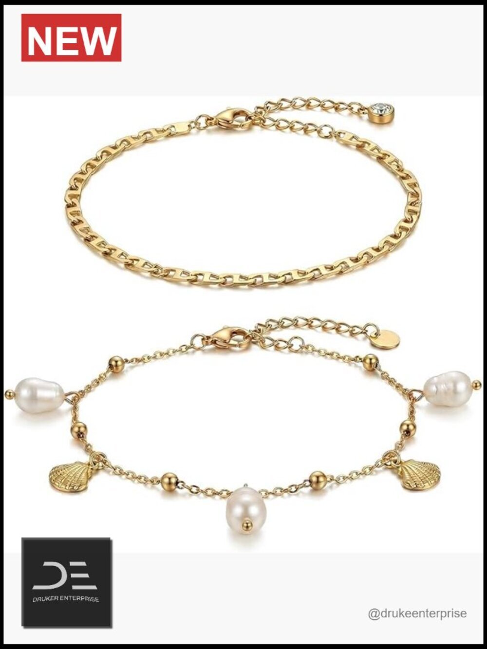 Dainty Gold Shell Pearl Ankle Bracelets Trendy Layered Anklet Stack Adjustable